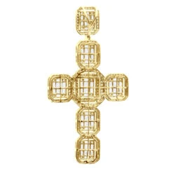Large 14K Yellow Gold Diamond Cross Pendant For Men W Baguette & Round Diamonds 5Ct 14 Large 14K Yellow Gold Diamond Cross Pendant For Men W Baguette & Round Diamonds 5Ct -Its Hot Jewelry Shop large 14k gold mens diamond cross pendant w baguette round diamonds 5ct 803236 back yellow