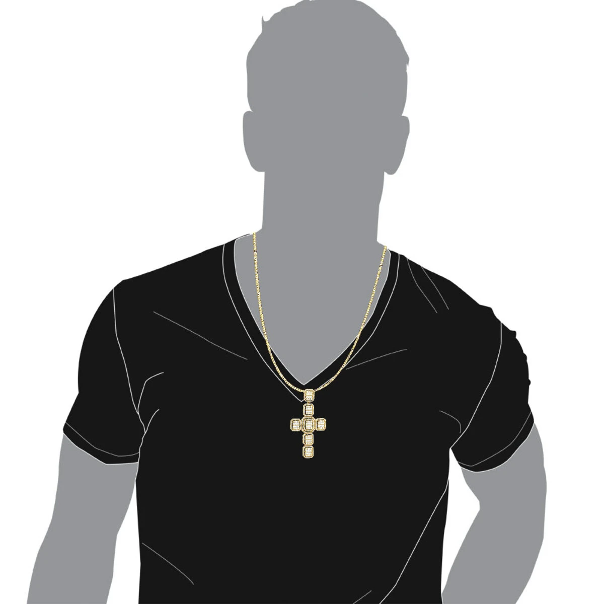 Large 14K Yellow Gold Diamond Cross Pendant For Men W Baguette & Round Diamonds 5Ct 9 Large 14K Yellow Gold Diamond Cross Pendant For Men W Baguette & Round Diamonds 5Ct - Image 7