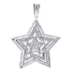 Large 2 Inch Men's Diamond Star Pendant 14K White Gold 5 Carats 13 Large 2 Inch Men's Diamond Star Pendant 14K White Gold 5 Carats -Its Hot Jewelry Shop large 2 inch mens diamond star pendant 14k white rose yellow gold 5 carats 803233 back white