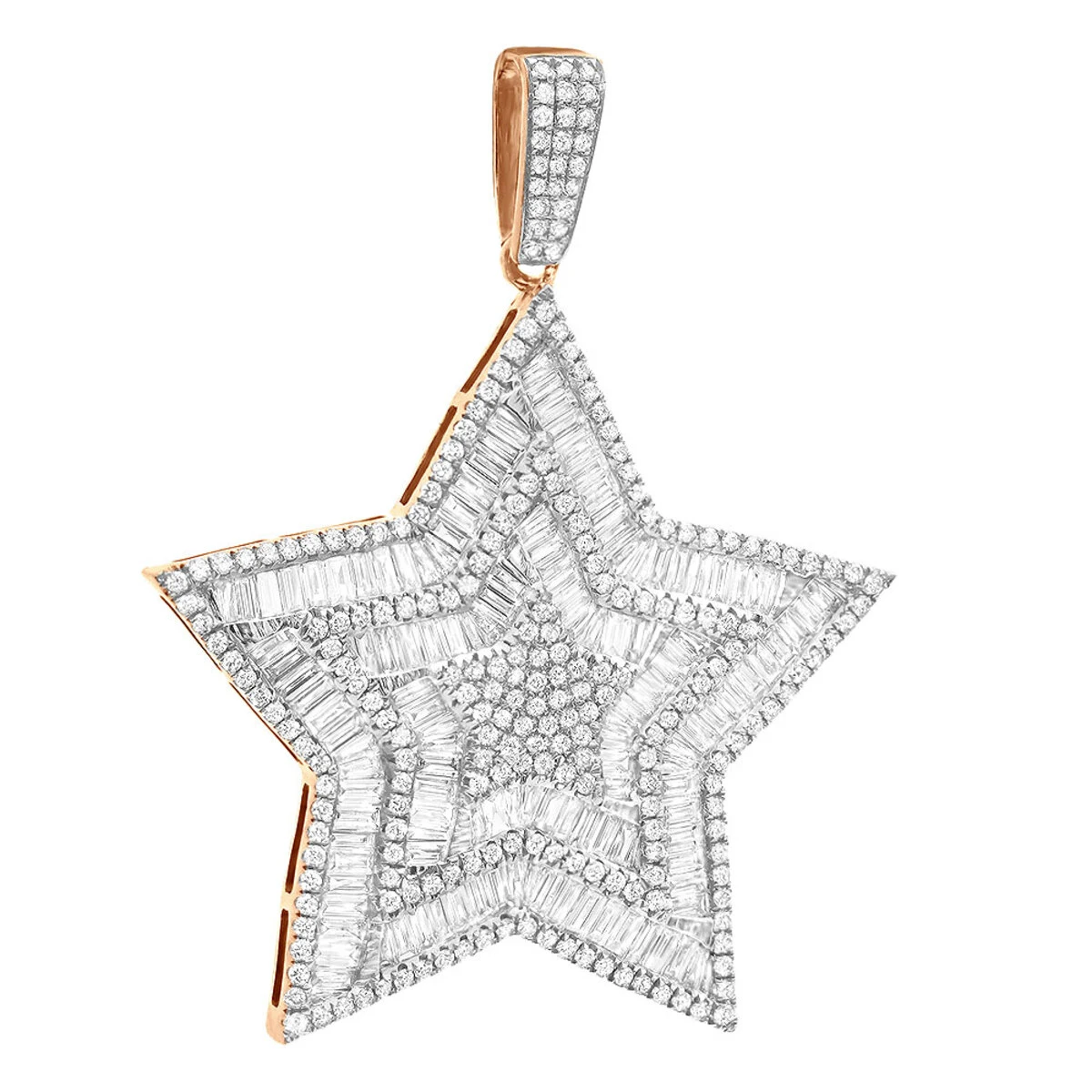 Large 2 Inch Men's Diamond Star Pendant 14K White Gold 5 Carats 4 Large 2 Inch Men's Diamond Star Pendant 14K White Gold 5 Carats - Image 2