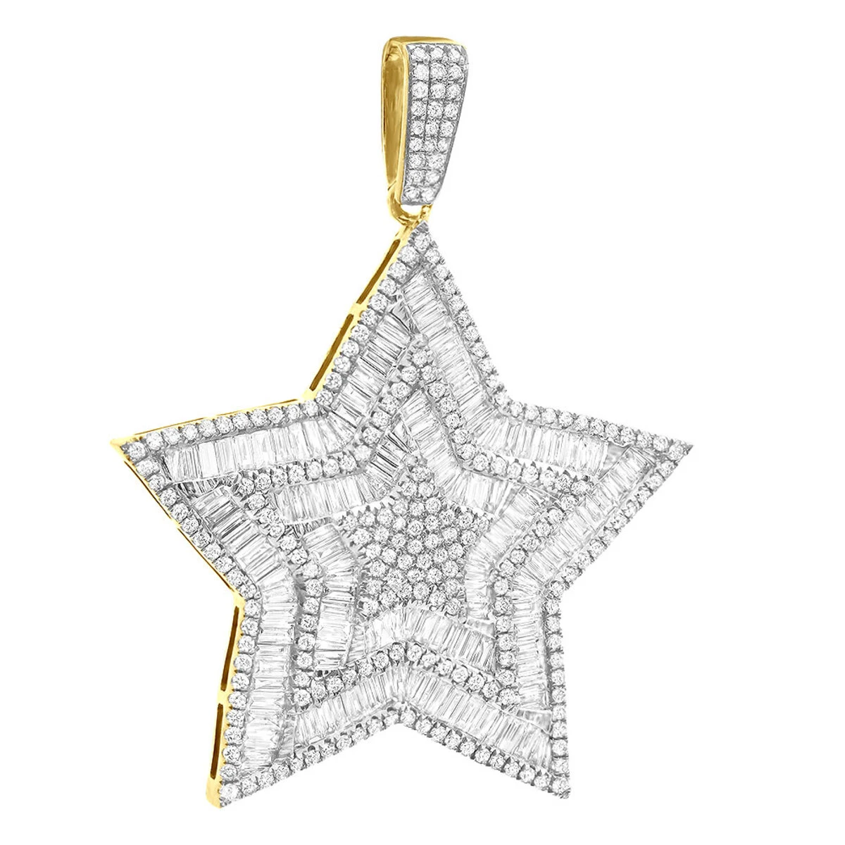 Large 2 Inch Men's Diamond Star Pendant 14K White Gold 5 Carats 5 Large 2 Inch Men's Diamond Star Pendant 14K White Gold 5 Carats - Image 3