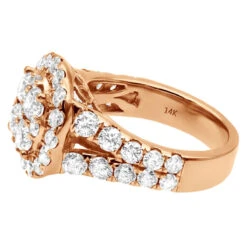 Large 4 Carat Diamond Engagement Ring For Women 14K Yellow Gold Cluster Diamonds -Its Hot Jewelry Shop large 4 carat diamond engagement ring for women 14k gold cluster diamonds 803264 back rose