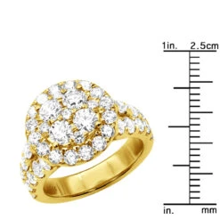 Large 4 Carat Diamond Engagement Ring For Women 14K Yellow Gold Cluster Diamonds -Its Hot Jewelry Shop large 4 carat diamond engagement ring for women 14k gold cluster diamonds 803264 ruler yellow
