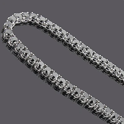 Large Black Diamond Necklace Chain 151.50ct 14K White Gold 3 Large Black Diamond Necklace Chain 151.50ct 14K White Gold