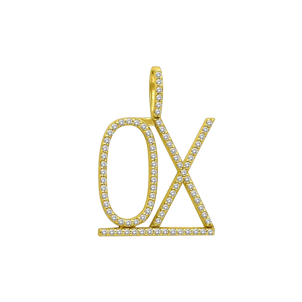 Large Customizable Diamond Initials Pendant For Men & Women 10K White Gold 4 Large Customizable Diamond Initials Pendant For Men & Women 10K White Gold - Image 2