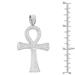 Large Diamond Ankh Cross Pendant For Men 14K White Gold 2.5 Inches 7 Carats -Its Hot Jewelry Shop large diamond ankh cross pendant for men 14k gold 25 inches 7 carats 804091 ruler white