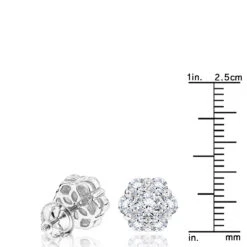 6 Carat Look Large Diamond Cluster Earrings 14K White Gold Studs 2 Carats -Its Hot Jewelry Shop large diamond cluster earrings 190ct 14k p 45523 rulerwh