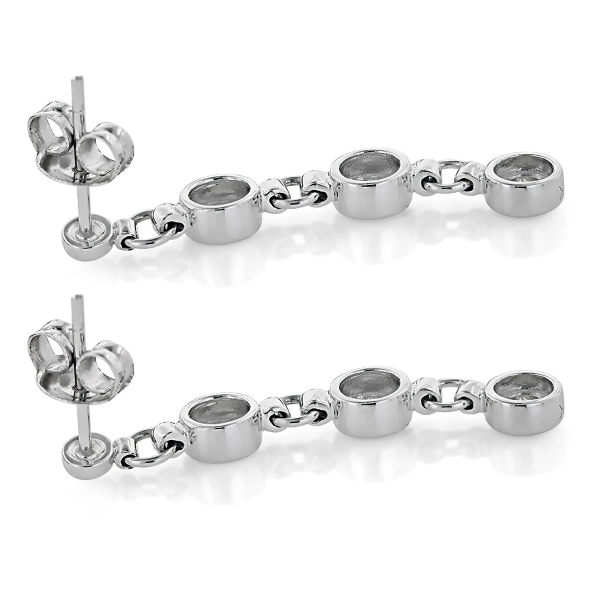 Large Diamond Drop Earrings 0.55ct 14K White Gold 6 Large Diamond Drop Earrings 0.55ct 14K White Gold - Image 4