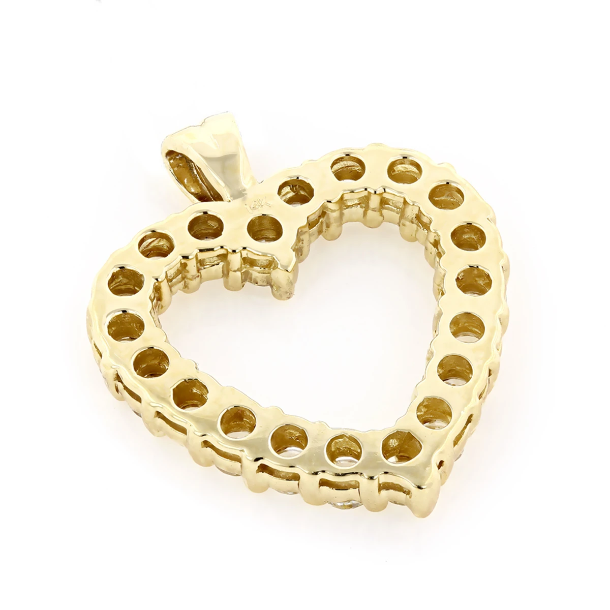 Large Diamond Heart Necklace 14K Yellow Gold 3.0ct 6 Large Diamond Heart Necklace 14K Yellow Gold 3.0ct - Image 4