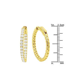 Large Diamond Hoop Earrings Inside Out 2.00ct 14K Yellow Gold -Its Hot Jewelry Shop large diamond hoop earrings inside out 200ct 14k p 45905 ruler