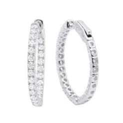 Large Diamond Hoop Earrings Inside Out 2.00ct 14K Yellow Gold -Its Hot Jewelry Shop large diamond hoop earrings inside out 200ct 14k p 45905 wh