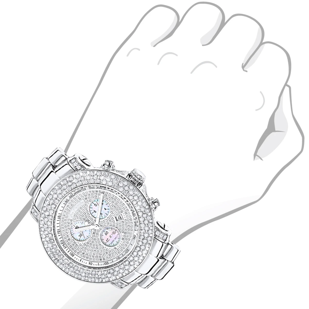 Large Iced Out Joe Rodeo Diamond Watch For Men 9ct Junior 5 Large Iced Out Joe Rodeo Diamond Watch For Men 9ct Junior - Image 3