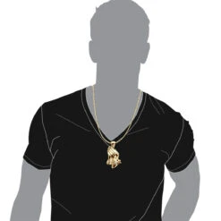 Large Men's 14K Yellow Gold Praying Hands Pendant With Diamond Bail 3 Inches Long -Its Hot Jewelry Shop large mens 14k gold praying hands pendant with diamond bail 3 inches long body yellow 1686625643