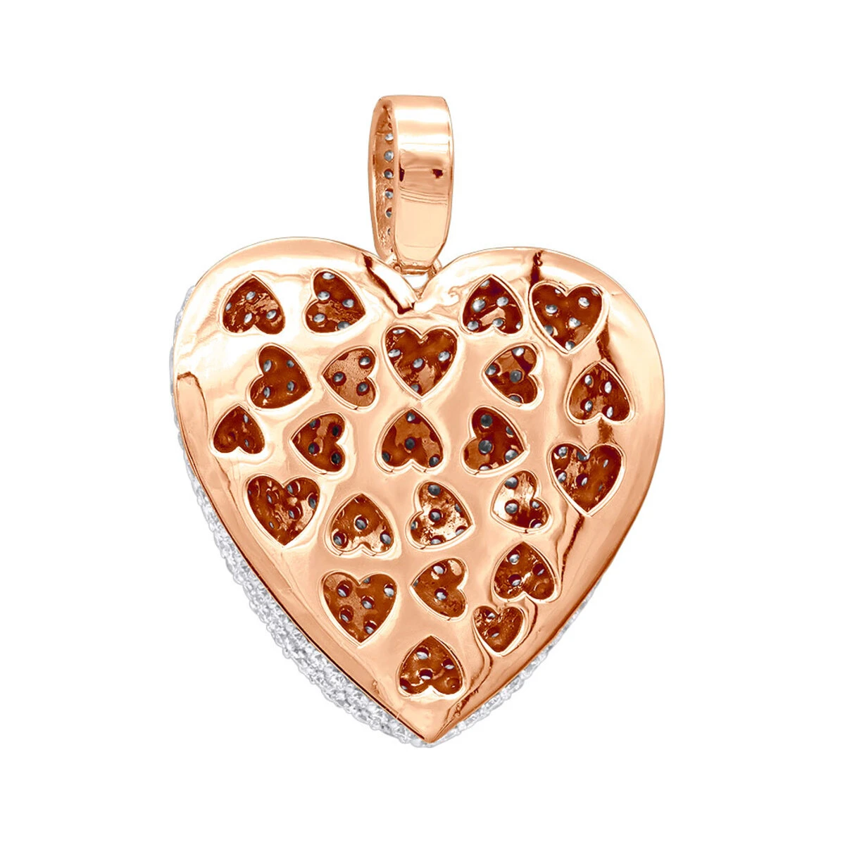 Large Pave Diamond Heart Pendant 10ct 14K White Gold 8 Large Pave Diamond Heart Pendant 10ct 14K White Gold - Image 6