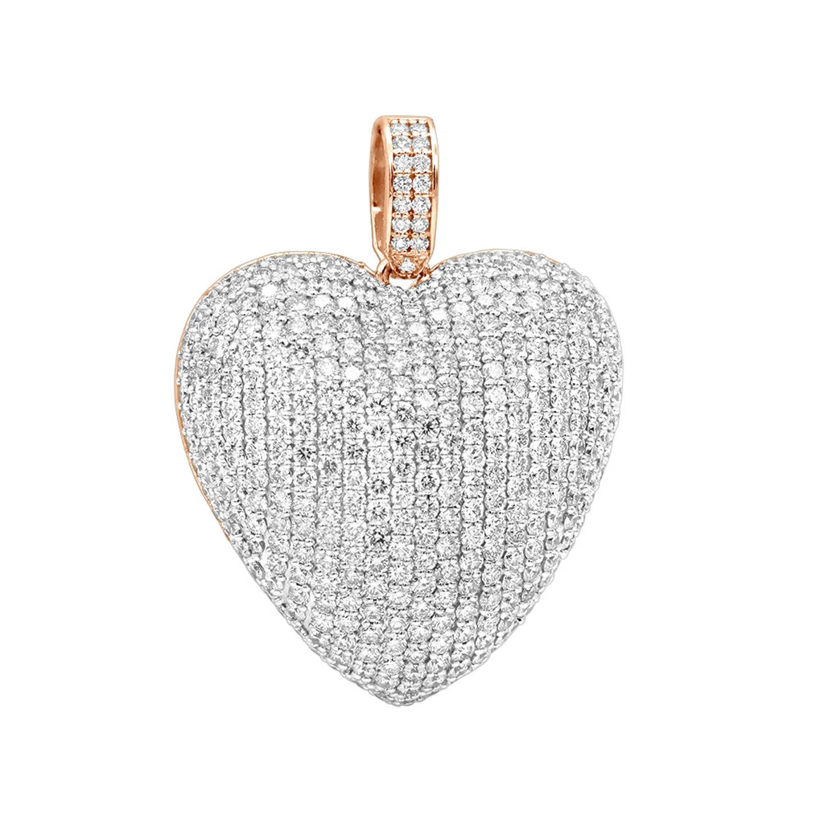 Large Pave Diamond Heart Pendant 10ct 14K White Gold 5 Large Pave Diamond Heart Pendant 10ct 14K White Gold - Image 3