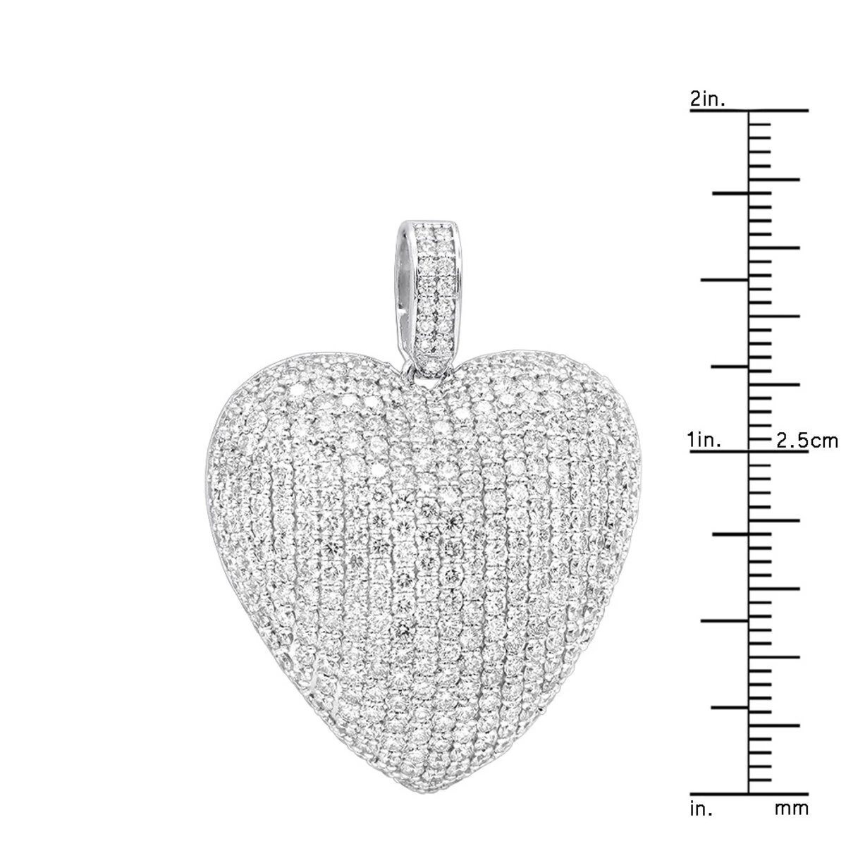 Large Pave Diamond Heart Pendant 10ct 14K White Gold 10 Large Pave Diamond Heart Pendant 10ct 14K White Gold - Image 8