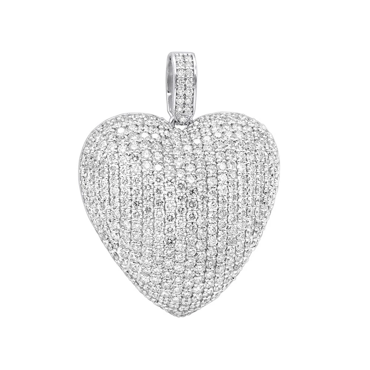 Large Pave Diamond Heart Pendant 10ct 14K White Gold 3 Large Pave Diamond Heart Pendant 10ct 14K White Gold