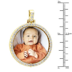 Large Personalized Diamond Circle Photo Pendant 14K Yellow Gold Round Picture Medallion 17 Large Personalized Diamond Circle Photo Pendant 14K Yellow Gold Round Picture Medallion -Its Hot Jewelry Shop large personalized diamond circle photo pendant 14k gold round picture medallion 000941 ruler yellow