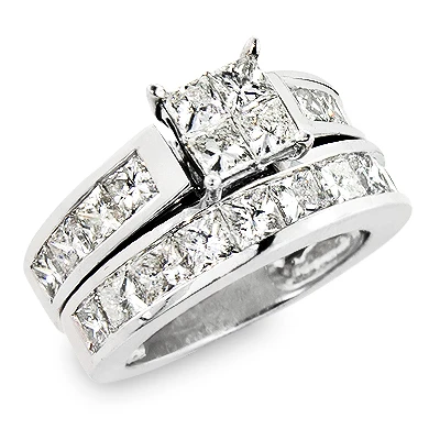 Large Princess Cut Diamond Engagement Ring Set 5.33ct 14K White Gold 3 Large Princess Cut Diamond Engagement Ring Set 5.33ct 14K White Gold