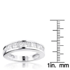 Large Princess Cut Diamond Wedding Band 2.5ct 14K White Gold -Its Hot Jewelry Shop large princess cut diamond wedding band 25ct 14k gold rulerwh