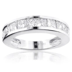 Large Princess Cut Diamond Wedding Band 2.5ct 14K White Gold