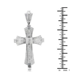 Large Sterling Silver Men's Diamond Cross Pendant 1.14ct -Its Hot Jewelry Shop large sterling silver mens diamond cross pendant 114ct p 48214box