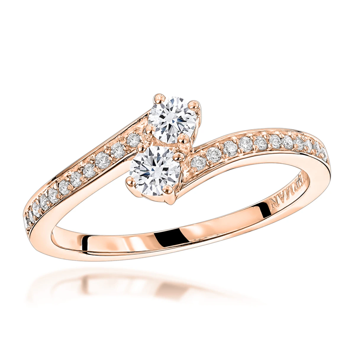 Love And Friendship 14K White Gold 2 Stone Diamond Ladies Ring By Luxurman 0.35ct 5 Love And Friendship 14K White Gold 2 Stone Diamond Ladies Ring By Luxurman 0.35ct - Image 3