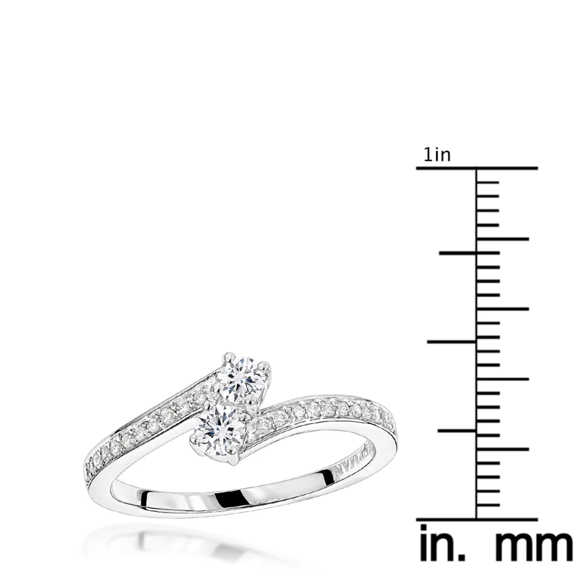 Love And Friendship 14K White Gold 2 Stone Diamond Ladies Ring By Luxurman 0.35ct 8 Love And Friendship 14K White Gold 2 Stone Diamond Ladies Ring By Luxurman 0.35ct - Image 6