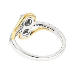 Love & Friendship 14K Yellow Gold 2 Cluster Diamond Ladies Ring 0.25ct -Its Hot Jewelry Shop love friendship rings 14k gold 2 cluster diamond ladies ring 025ct backtt