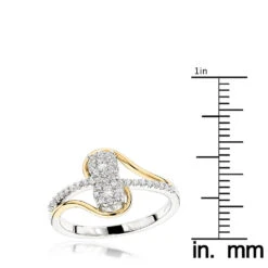 Love & Friendship 14K Yellow Gold 2 Cluster Diamond Ladies Ring 0.25ct -Its Hot Jewelry Shop love friendship rings 14k gold 2 cluster diamond ladies ring 025ct rulertt