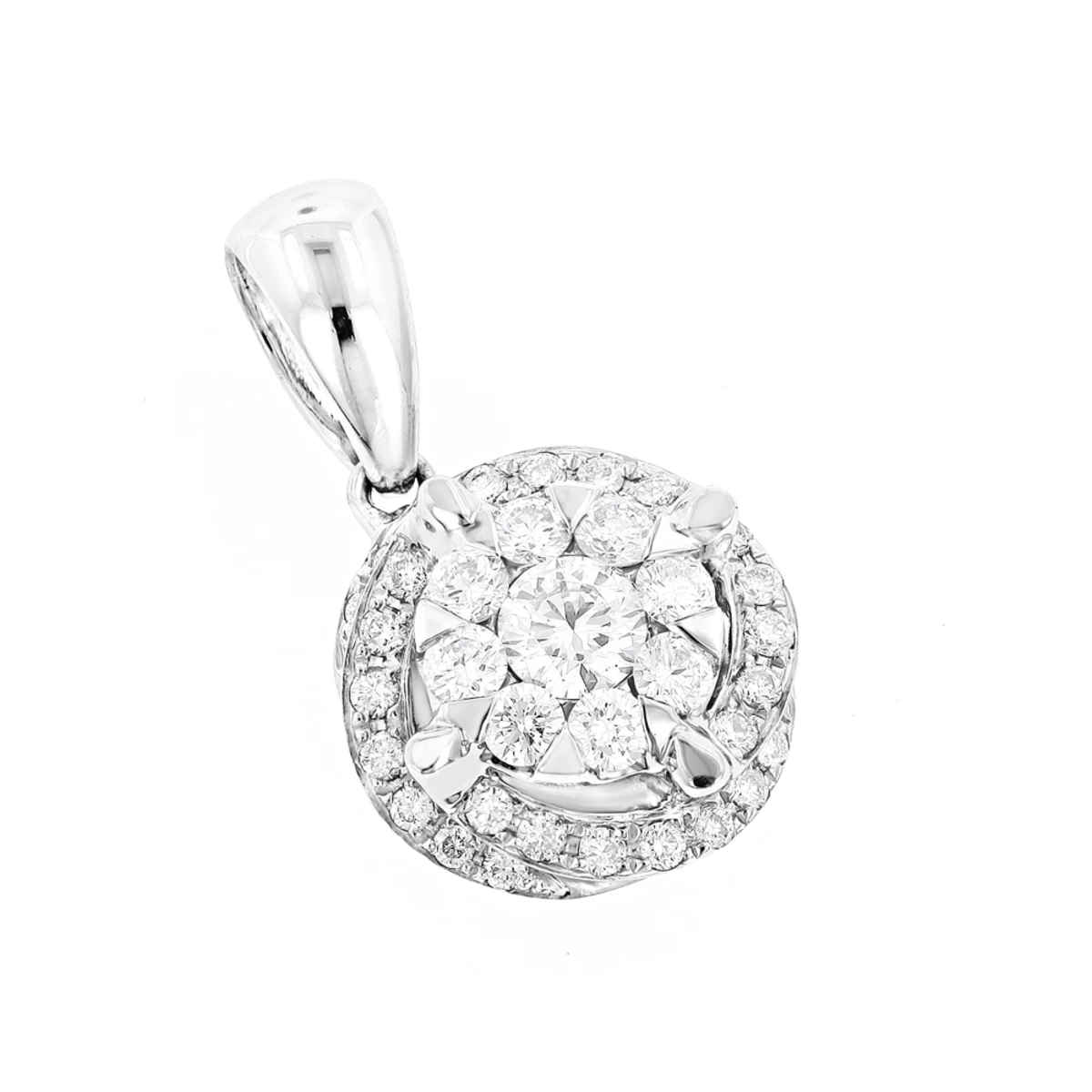 Luccello Designer Diamond Circle Pendant 0.42ct 18K White Gold 3 Luccello Designer Diamond Circle Pendant 0.42ct 18K White Gold