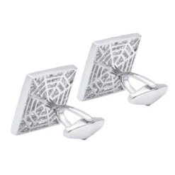 Luccello Designer 14K White Gold & Diamond Cufflinks For Men Gold Cuff Links 7.47ct -Its Hot Jewelry Shop luccello designer gold cuff links with diamonds 747ct 14k p 48168 back white