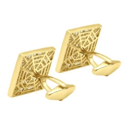 Luccello Designer 14K White Gold & Diamond Cufflinks For Men Gold Cuff Links 7.47ct -Its Hot Jewelry Shop luccello designer gold cuff links with diamonds 747ct 14k p 48168 back yellow