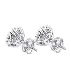 Luxurman 1 1/2ct Diamond Flower Cluster Earrings Studs 14K White Gold -Its Hot Jewelry Shop luxurman 1 12ct diamond flower cluster earrings studs in 14k gold backwh
