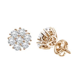 Luxurman 1 1/2ct Diamond Flower Cluster Earrings Studs 14K White Gold -Its Hot Jewelry Shop luxurman 1 12ct diamond flower cluster earrings studs in 14k gold ro
