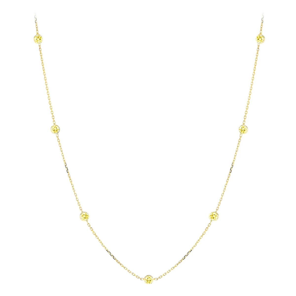 Luxurman 14K Yellow Gold Chain Necklace With Yellow Diamonds By The Yard 0.7ct 3 Luxurman 14K Yellow Gold Chain Necklace With Yellow Diamonds By The Yard 0.7ct