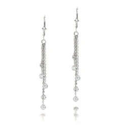 Luxurman 14K White Gold Chandelier Earrings With Diamonds By The Yard 1 Carat