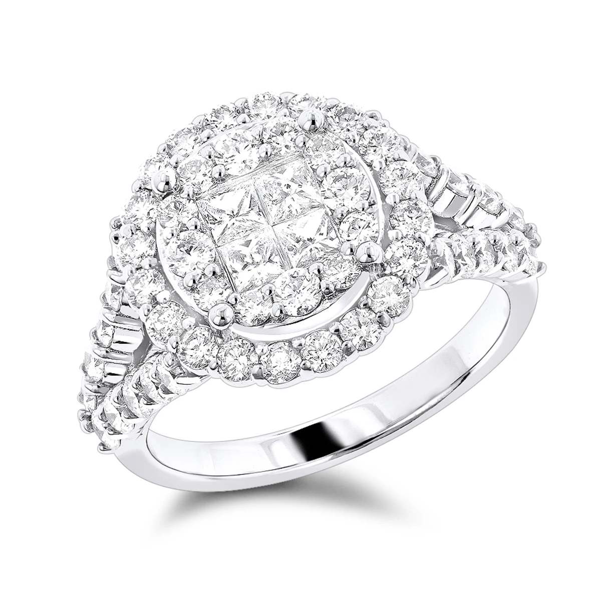 Luxurman 14K White Gold Diamond Engagement Ring 2ct Princess Cut Round Diamonds 3 Luxurman 14K White Gold Diamond Engagement Ring 2ct Princess Cut Round Diamonds