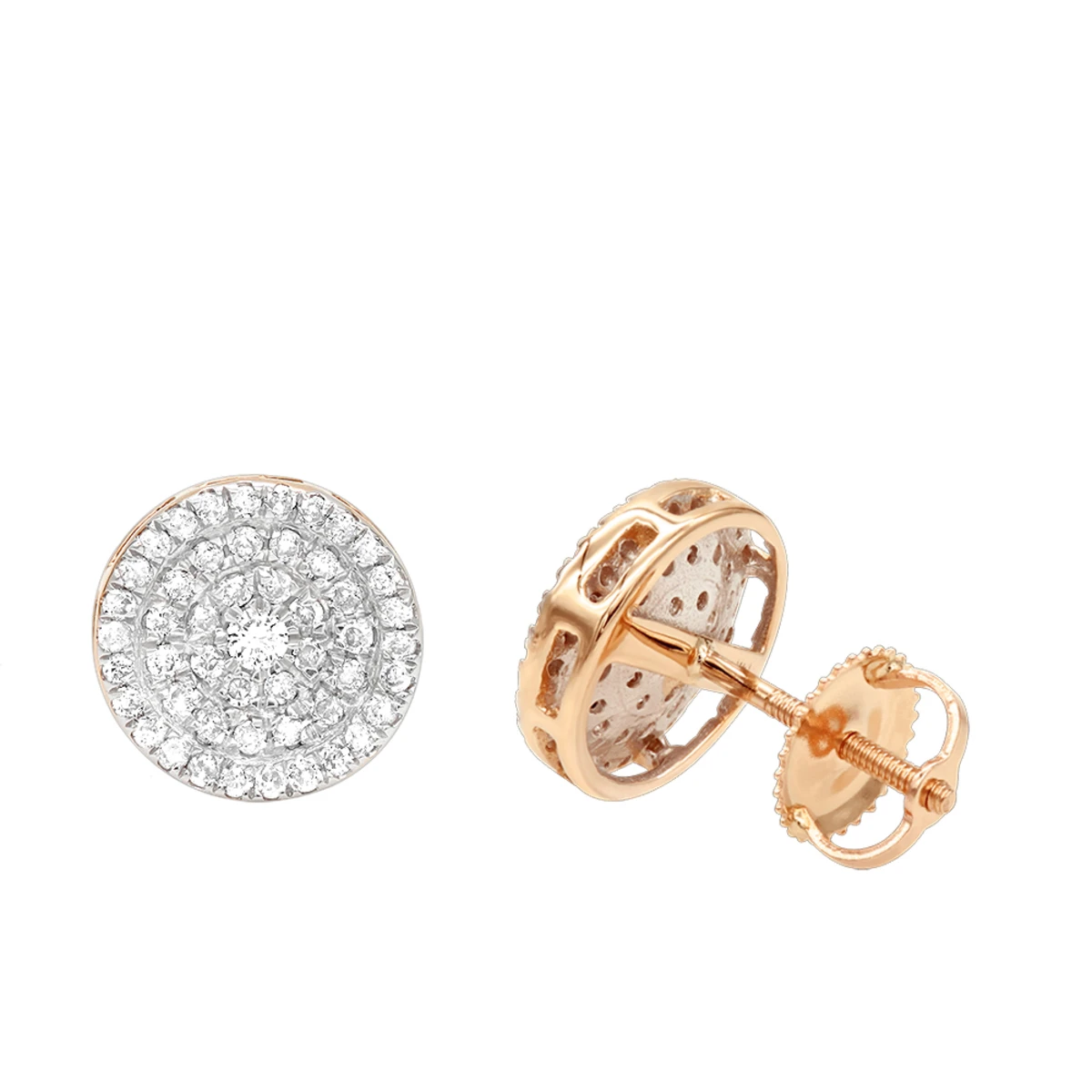 Luxurman 14K Yellow Gold Pave Round Diamond Cluster Earrings Studs 1/2 Carat 5 Luxurman 14K Yellow Gold Pave Round Diamond Cluster Earrings Studs 1/2 Carat - Image 3
