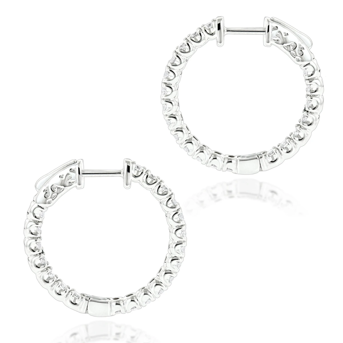 Luxurman 14K White Gold Two Carat Inside Out Diamond Hoop Earrings For Women 6 Luxurman 14K White Gold Two Carat Inside Out Diamond Hoop Earrings For Women - Image 4