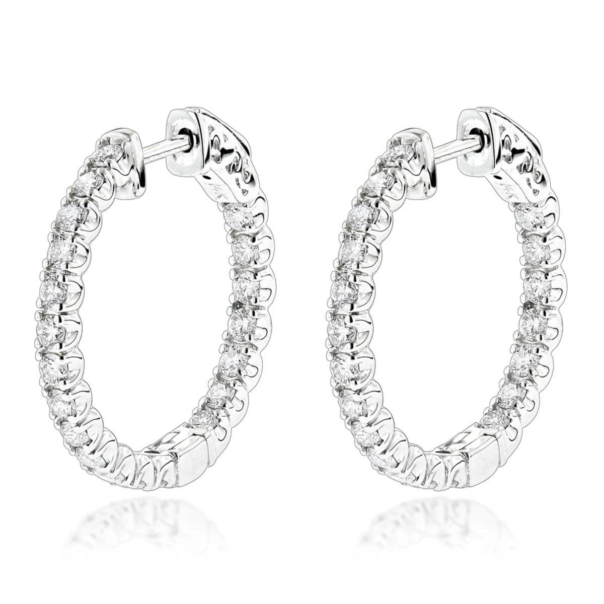 Luxurman 14K White Gold Two Carat Inside Out Diamond Hoop Earrings For Women 3 Luxurman 14K White Gold Two Carat Inside Out Diamond Hoop Earrings For Women