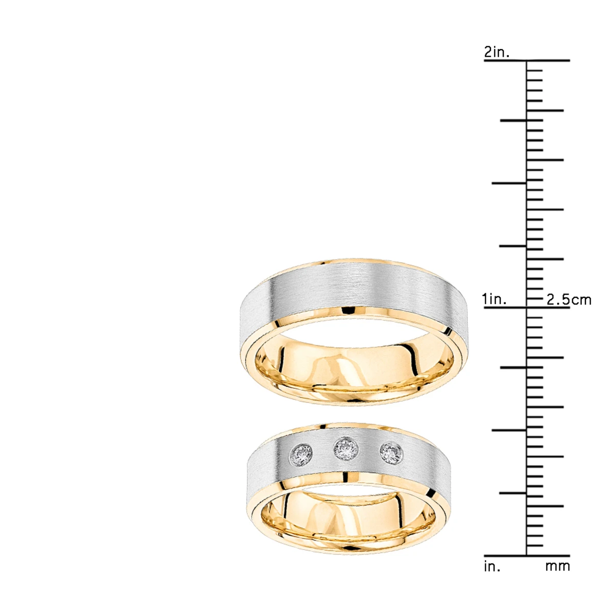 Luxurman 14K Yellow Gold Two Tone His And Hers Diamond Wedding Band Set 0.12ct 8 Luxurman 14K Yellow Gold Two Tone His And Hers Diamond Wedding Band Set 0.12ct - Image 6
