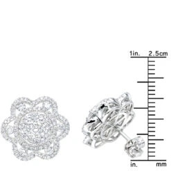 LUXURMAN 14K White Gold Unique Flower Ladies Diamond Cluster Stud Earrings 2.2ct -Its Hot Jewelry Shop luxurman 14k gold unique flower ladies diamond cluster stud earrings 22ct rulerwh