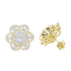 LUXURMAN 14K White Gold Unique Flower Ladies Diamond Cluster Stud Earrings 2.2ct -Its Hot Jewelry Shop luxurman 14k gold unique flower ladies diamond cluster stud earrings 22ct ye