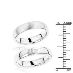 Luxurman 18K White Gold Diamond Matching His And Hers Wedding Band Set Comfort Fit -Its Hot Jewelry Shop luxurman 18k gold diamond matching his and hers wedding band set comfort fit rulerwh