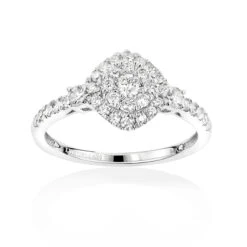 Luxurman Affordable Diamond Cluster Engagement Ring 14K White Gold For Ladies