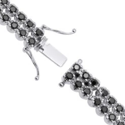 Luxurman Black Diamond 2 Row Men's Diamond Tennis Bracelet Solid 10K Black Plated Gold 7ctw -Its Hot Jewelry Shop luxurman black diamond bracelets 2 row mens diamond tennis bracelet 7ctw clasp white