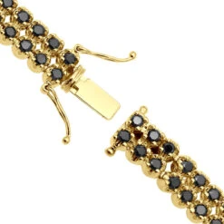 Luxurman Black Diamond 2 Row Men's Diamond Tennis Bracelet Solid 10K Black Plated Gold 7ctw -Its Hot Jewelry Shop luxurman black diamond bracelets 2 row mens diamond tennis bracelet 7ctw clasp yellow