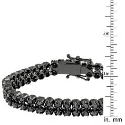 2 Row Prong Set Black Diamond Tennis Bracelet For Men In Sterling Silver 7ct -Its Hot Jewelry Shop luxurman black diamond bracelets 2 row mens diamond tennis bracelet 7ctw ruler 1