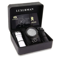 Luxurman Black Diamond Watch 2.25ct Men's -Its Hot Jewelry Shop luxurman black diamond watch 225ct mens p 44422box